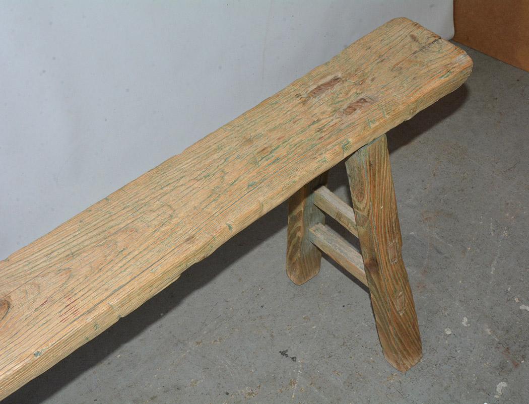 Four Rustic Antique Asian Teak Benches Sold Singly 10