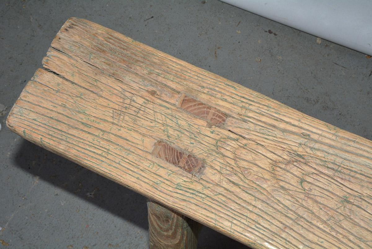 Four Rustic Antique Asian Teak Benches Sold Singly 11