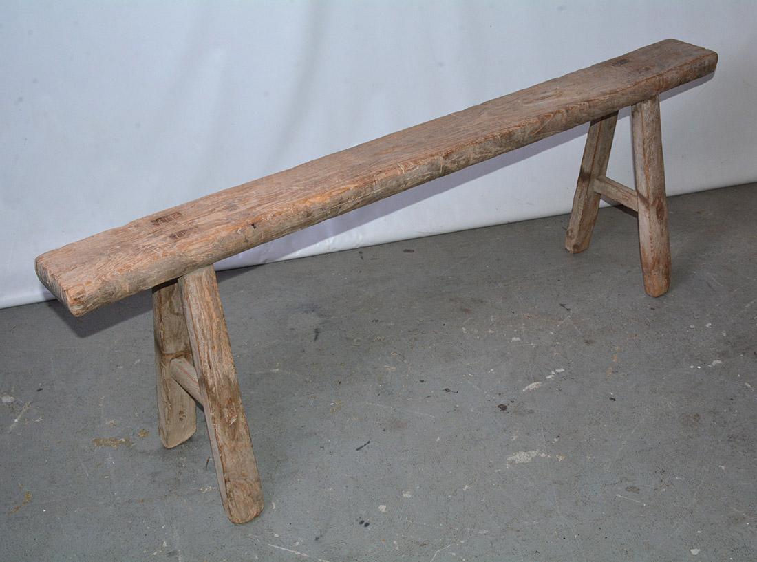 Hand-Crafted Four Rustic Antique Asian Teak Benches Sold Singly