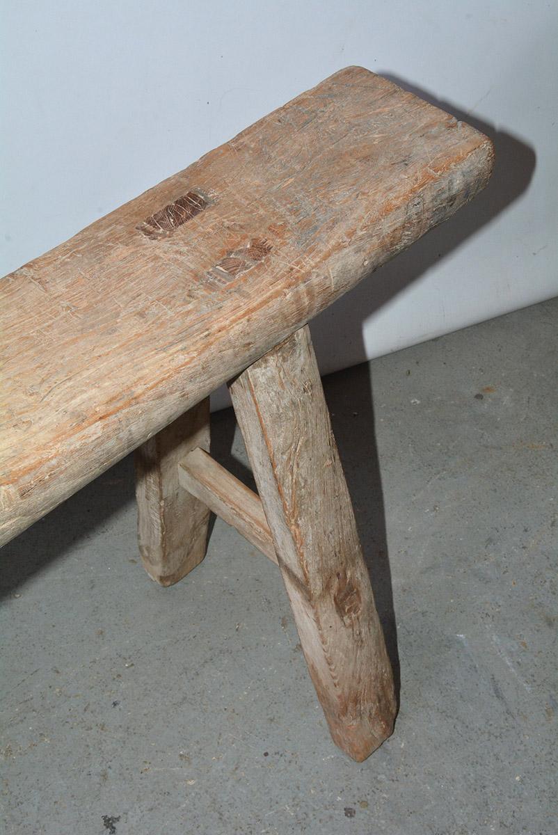Four Rustic Antique Asian Teak Benches Sold Singly In Good Condition In Sheffield, MA