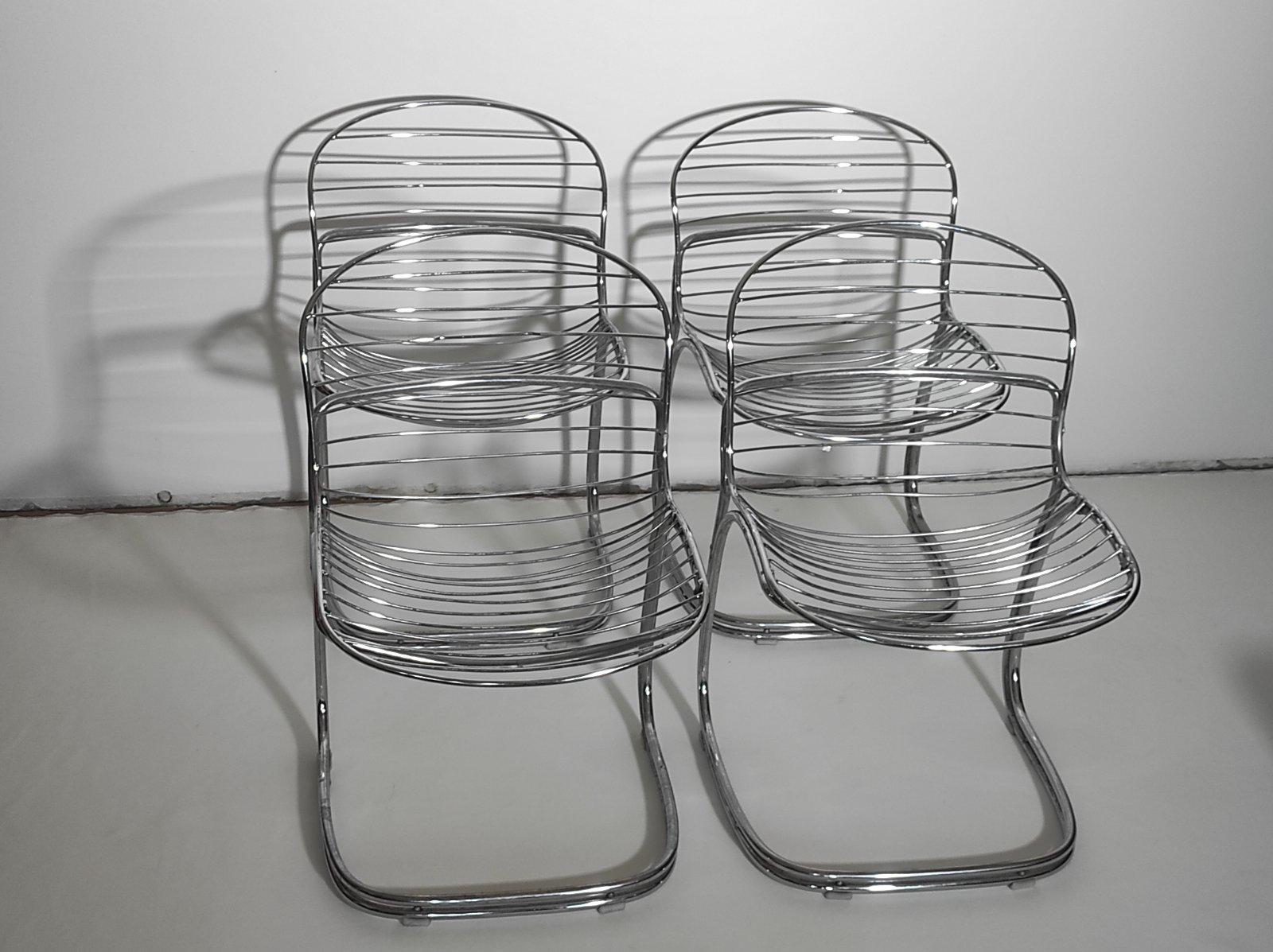 Italian Four Sabrina Chairs By Gastone Rinaldi for Rima Italy 1970s For Sale