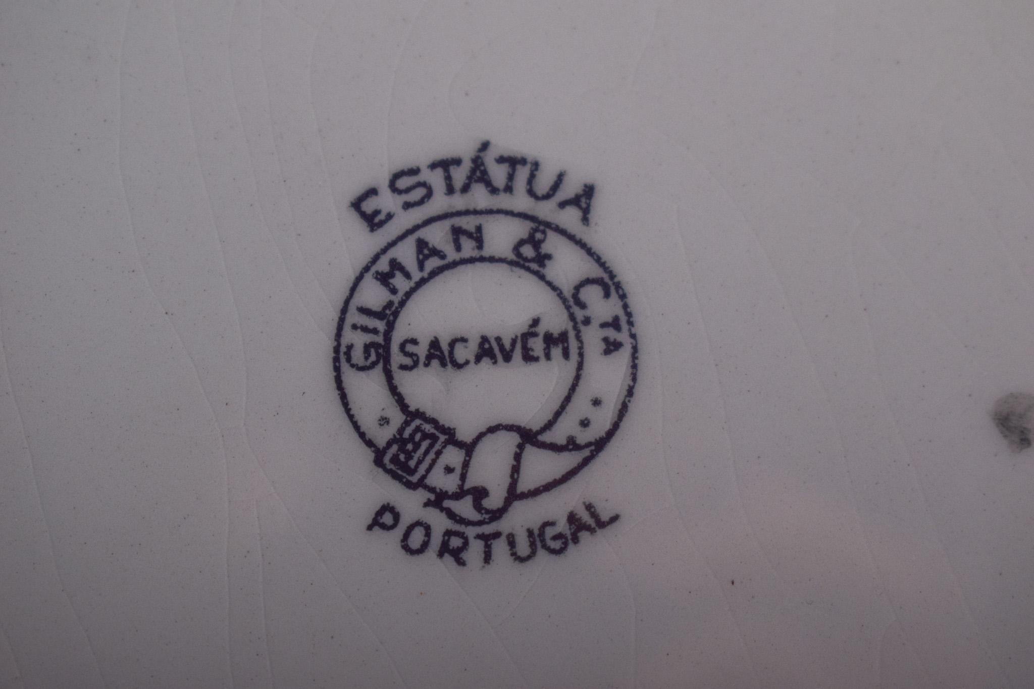 Earthenware Four Sacavém Faience Plates ‘Statue, Little Horse’ For Sale