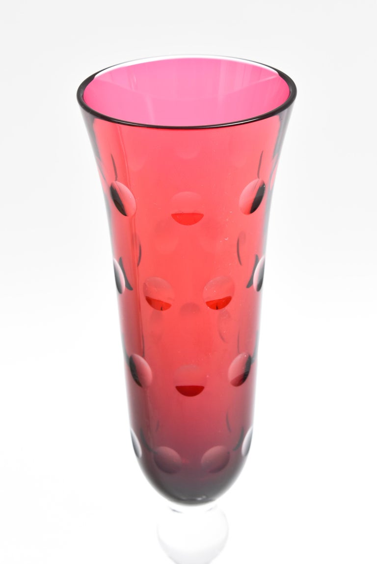 Four Saint Louis Bubble Stem Champagne Flutes, MultiColor at 1stDibs