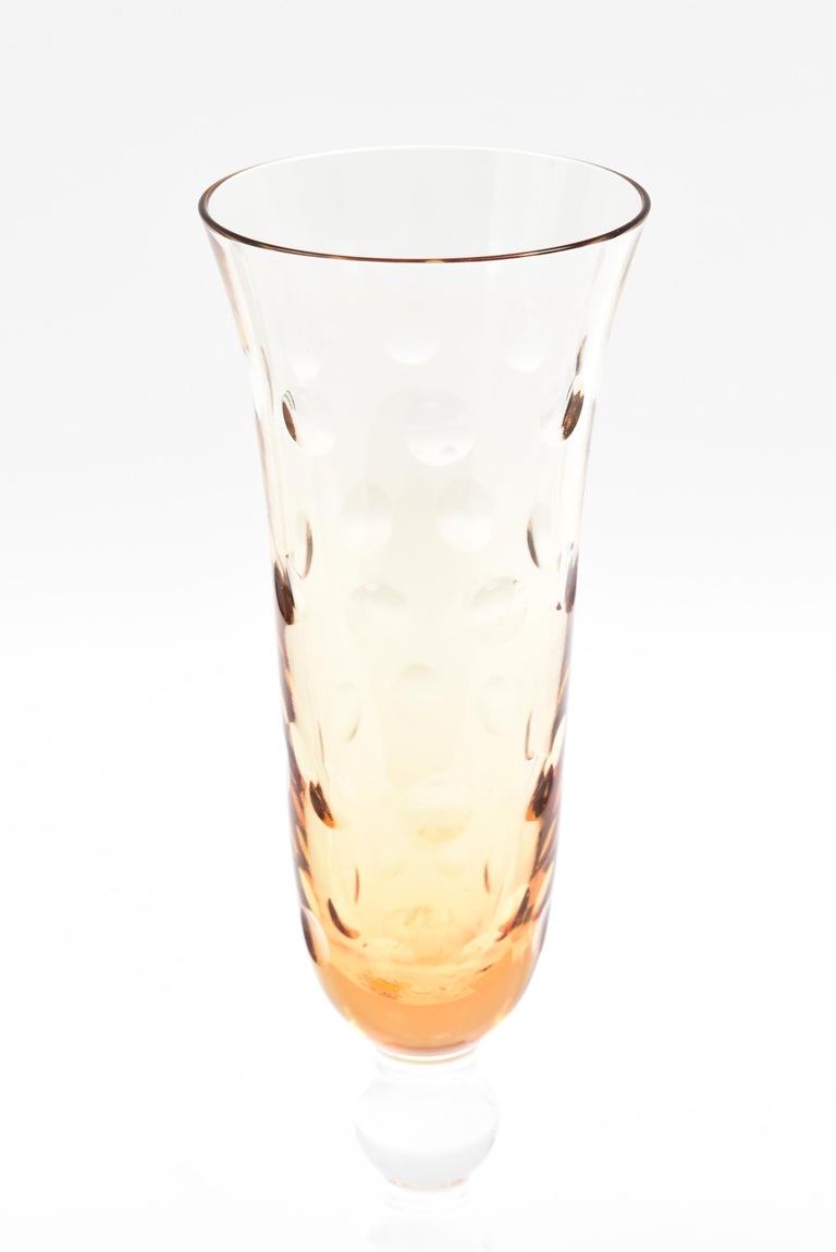 Four Saint Louis Bubble Stem Champagne Flutes, MultiColor at 1stDibs