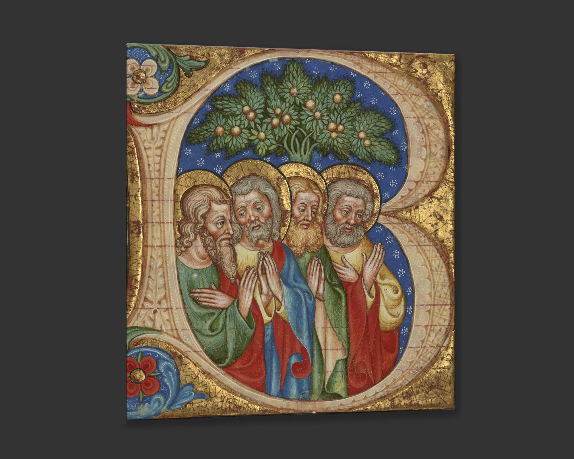 Vier Heilige Heilige, nach Illumination des italienischen Renaissancekünstlers aus Olivenholz (Italienisch) im Angebot