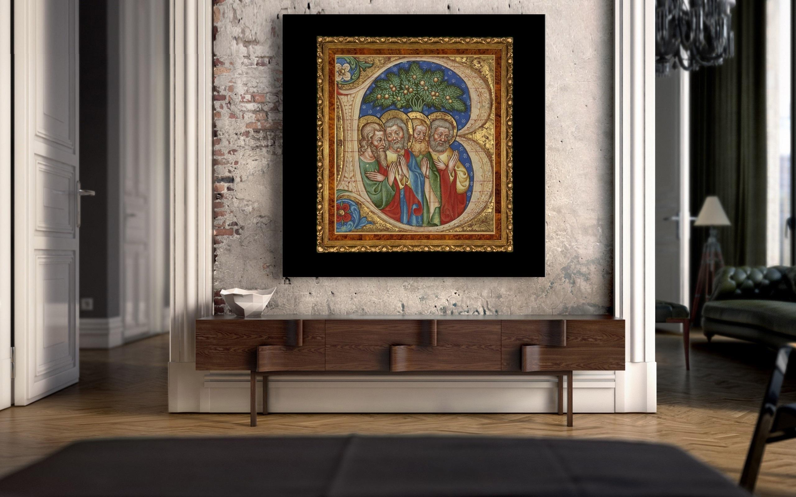 Vier Heilige Heilige, nach Illumination des italienischen Renaissancekünstlers aus Olivenholz (21. Jahrhundert und zeitgenössisch) im Angebot