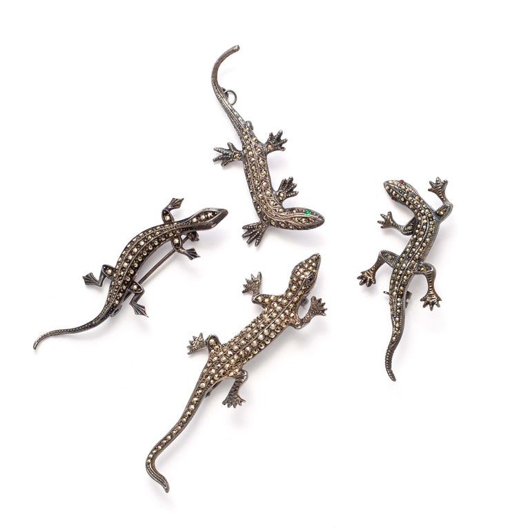 Four Salamanders Silver Brooches For Sale at 1stDibs