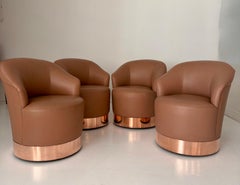 Four Sally Sirkin Lewis "Marina" Swivel Chairs for J. Robert Scott, Copper Base