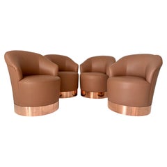 Four Sally Sirkin Lewis "Marina" Swivel Chairs for J. Robert Scott, Copper Base