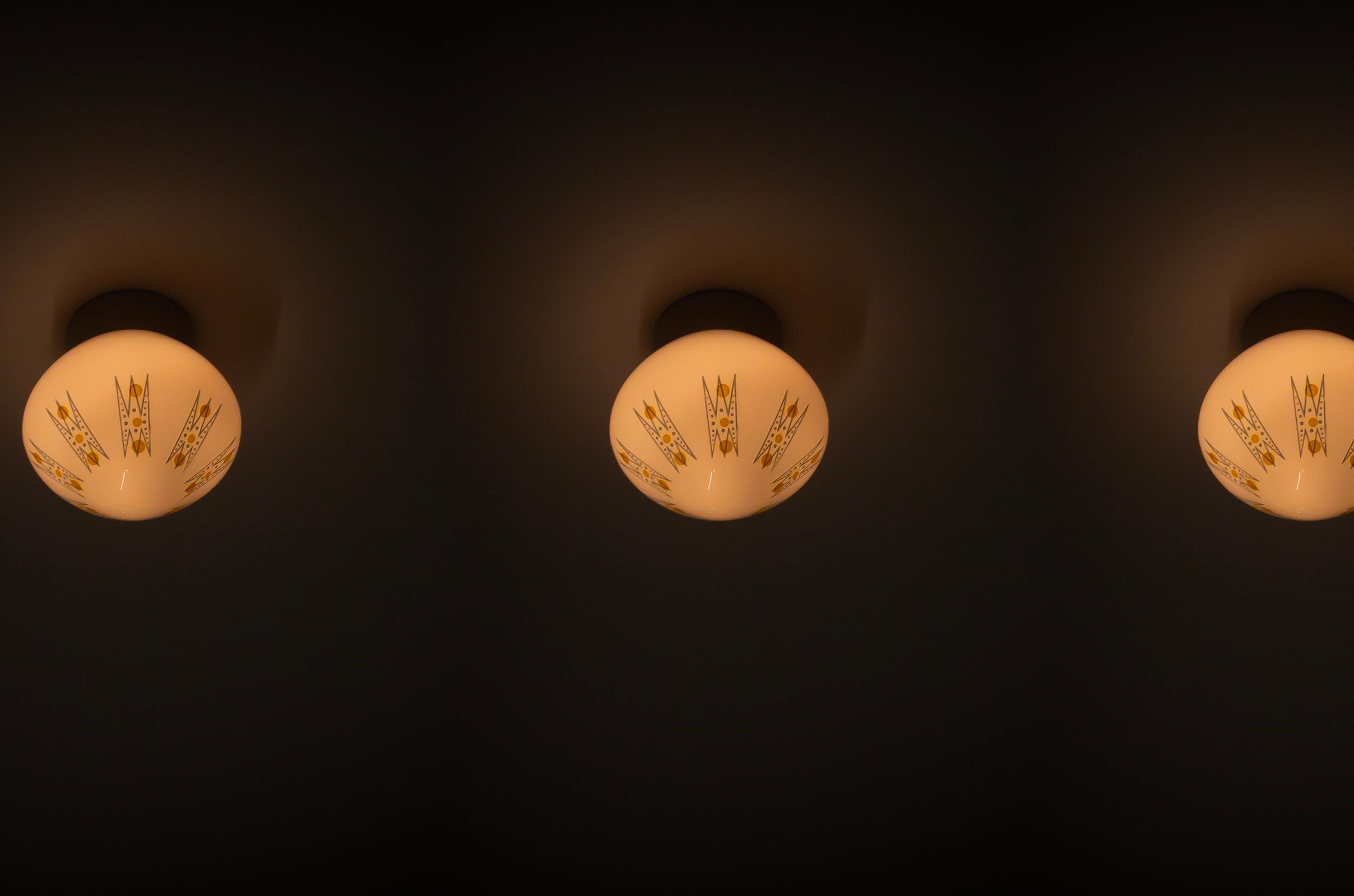 Mid-20th Century Four Scandinavian Flush Mount Ceiling Lights, 1960s For Sale