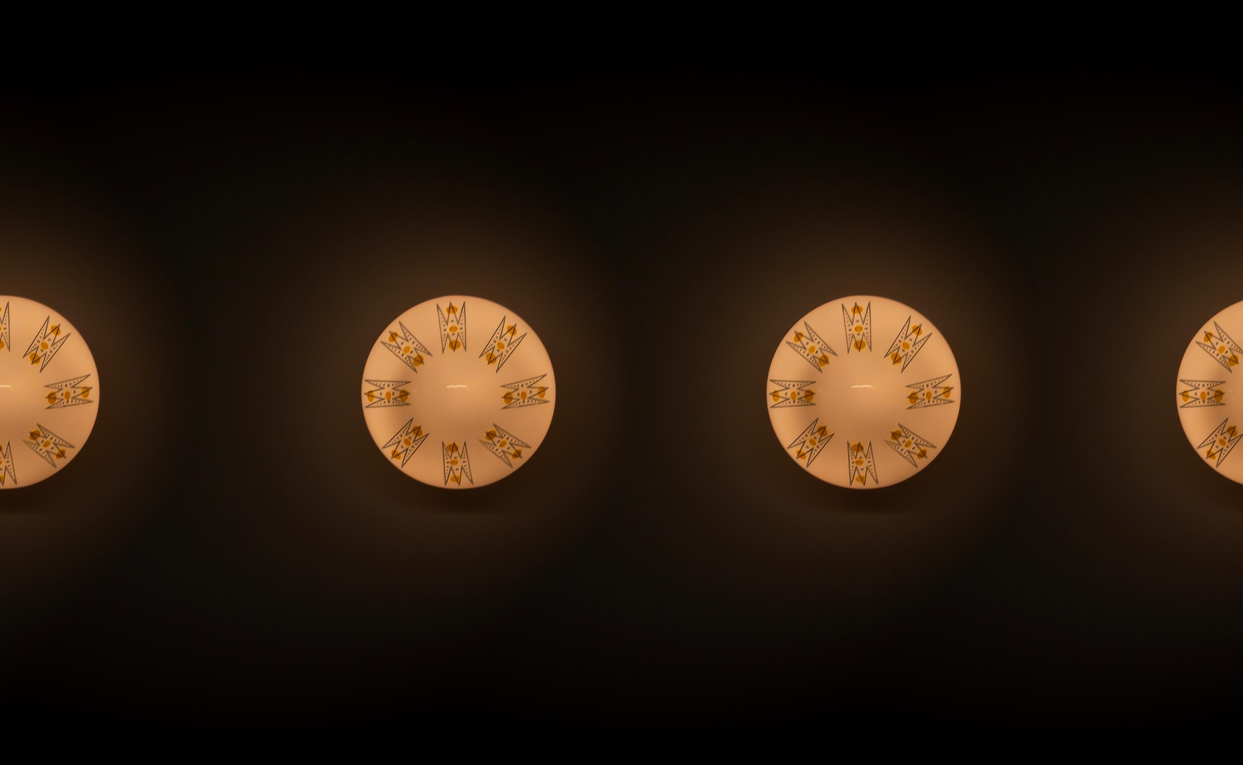Four Scandinavian Flush Mount Ceiling Lights, 1960s For Sale 1