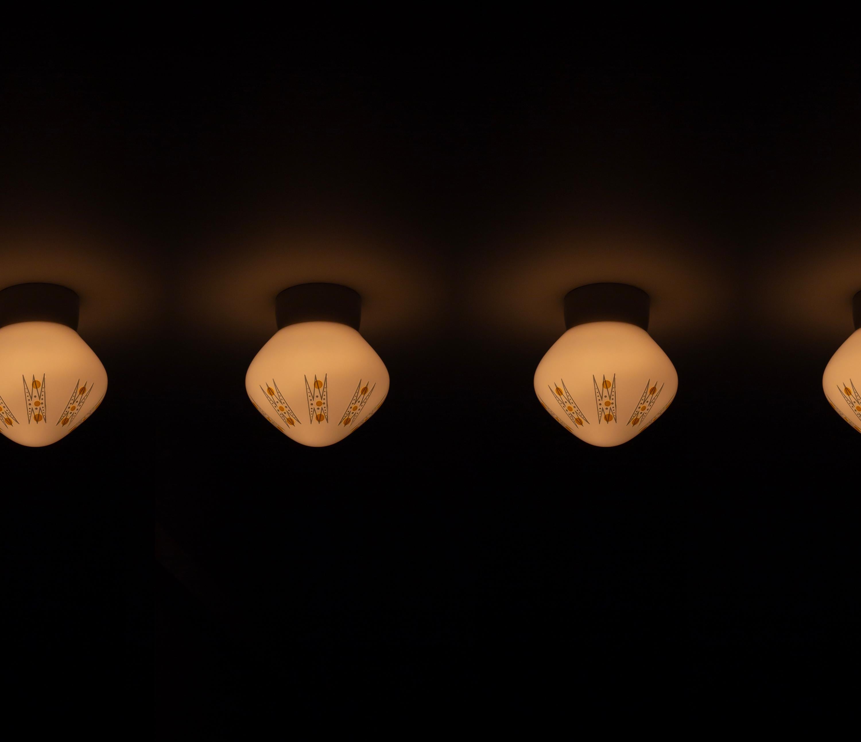 Four Scandinavian Flush Mount Ceiling Lights, 1960s For Sale 2