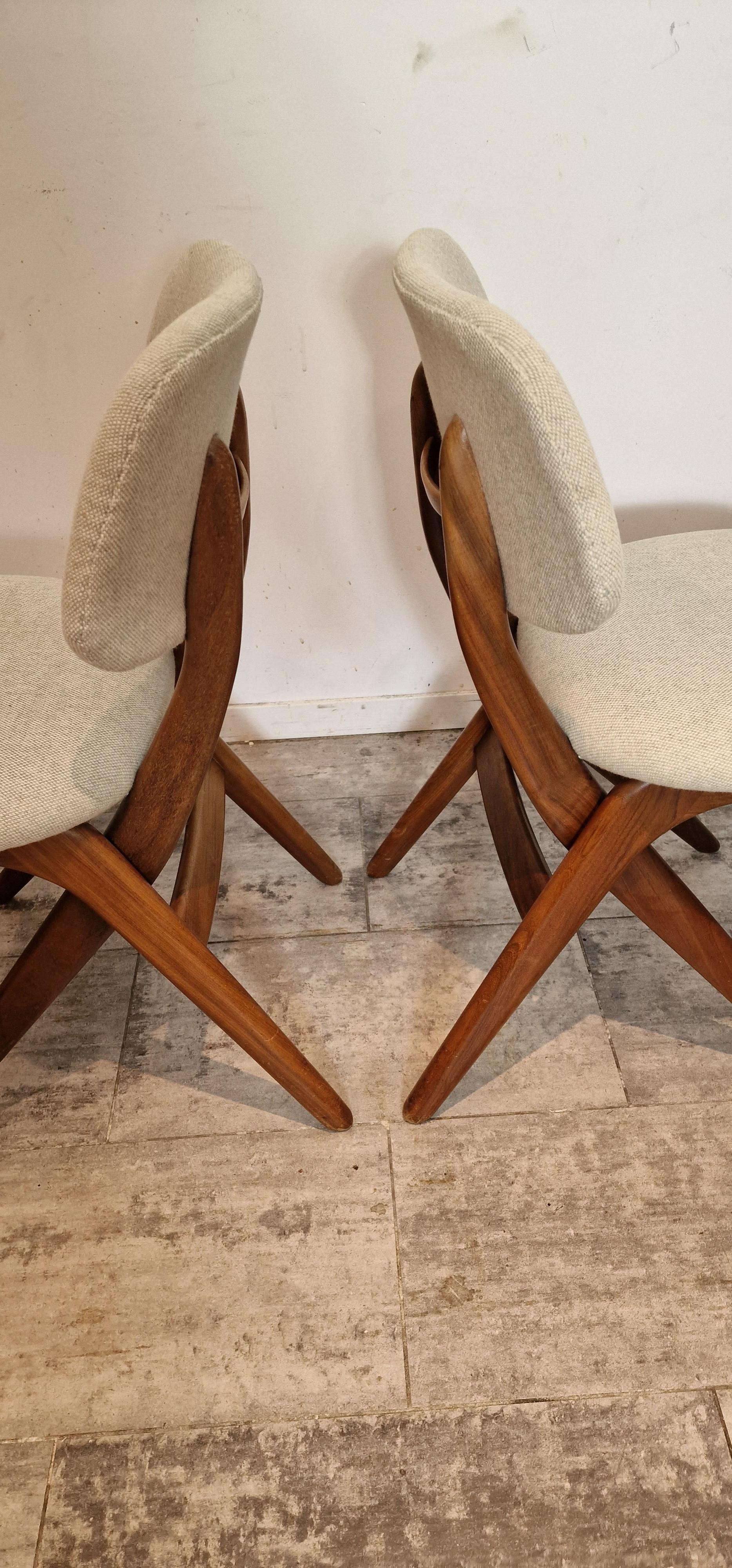 Belgian Four Scissor Chairs from Louis Van Teeffelen for Wébé For Sale