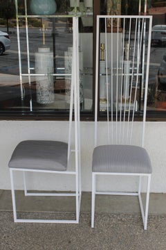 Four Sculptural High-Back Steel Chairs