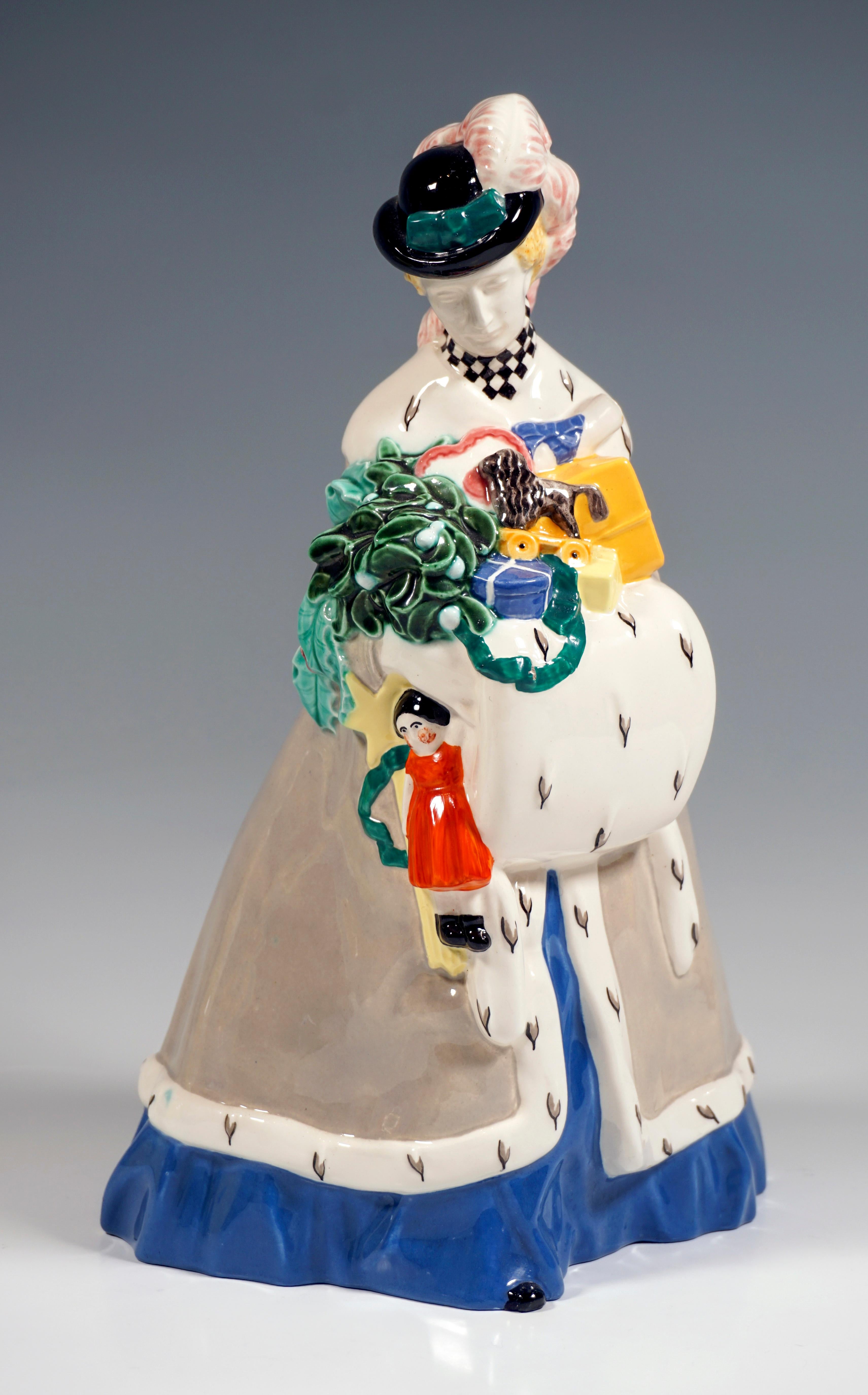 Four Seasonal Crinoline Figurines by Michael Powolny, Viennese Ceramics, c. 1910 5