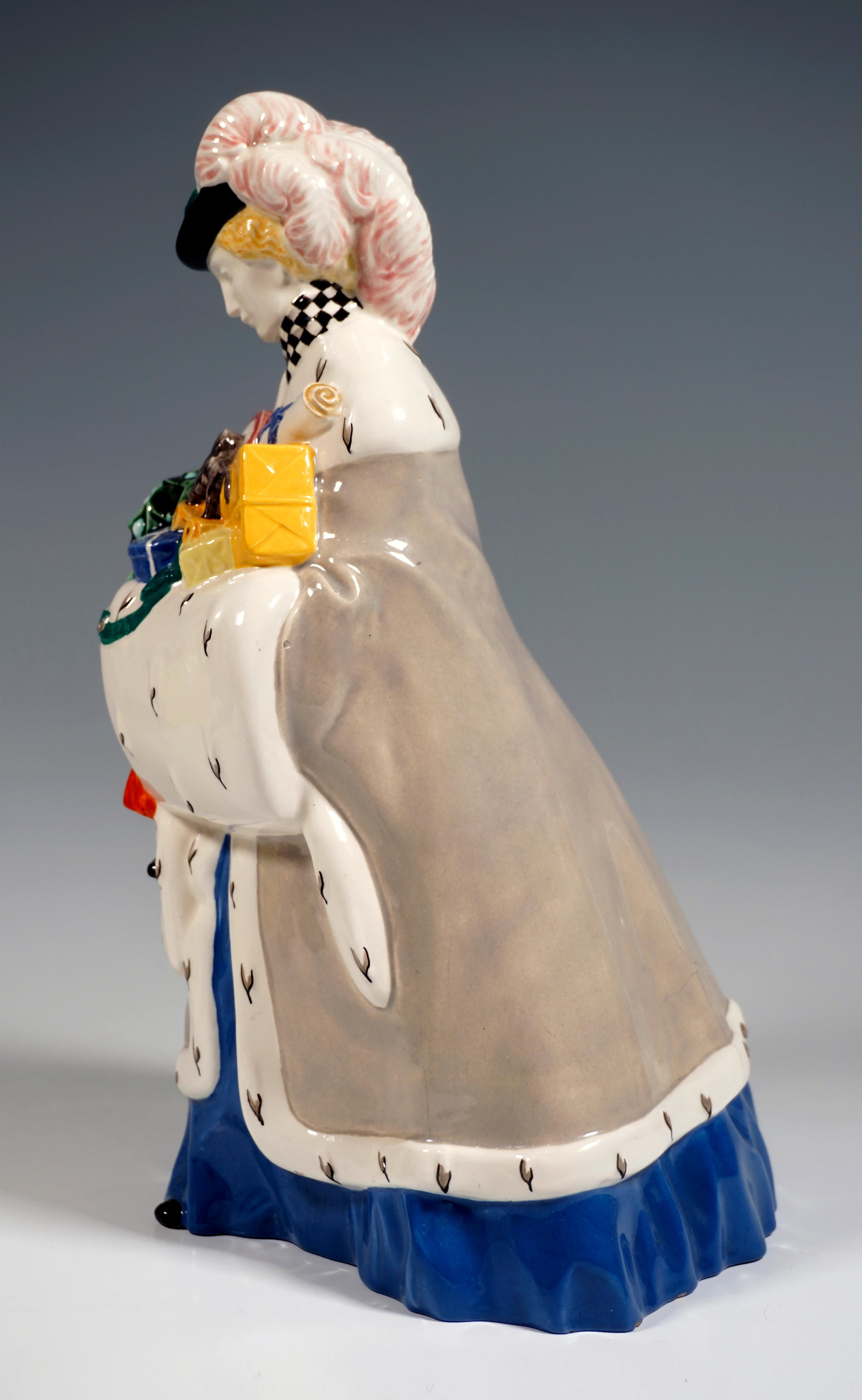 Four Seasonal Crinoline Figurines by Michael Powolny, Viennese Ceramics, c. 1910 6