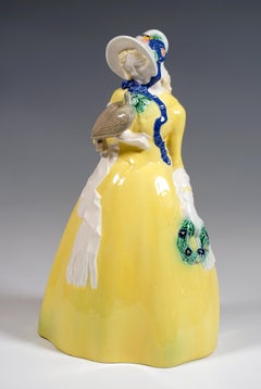 Four Seasonal Crinoline Figurines by Michael Powolny, Viennese Ceramics, c. 1910