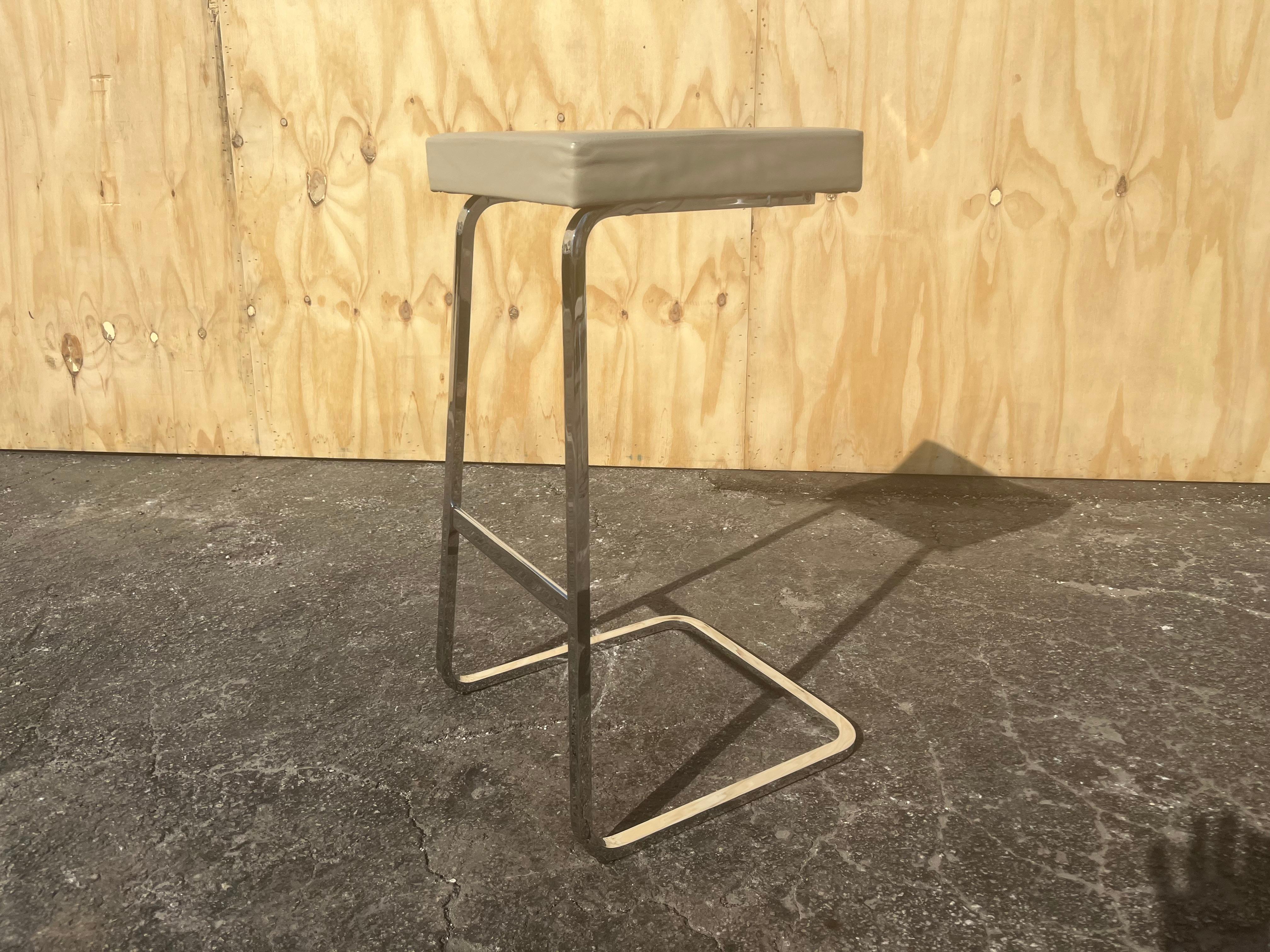 Four Seasons Bar Stool by Mies Van Der Rohe for Knoll in Leather and Chrome, Price is per Stool, six available. Ready for a new home. 