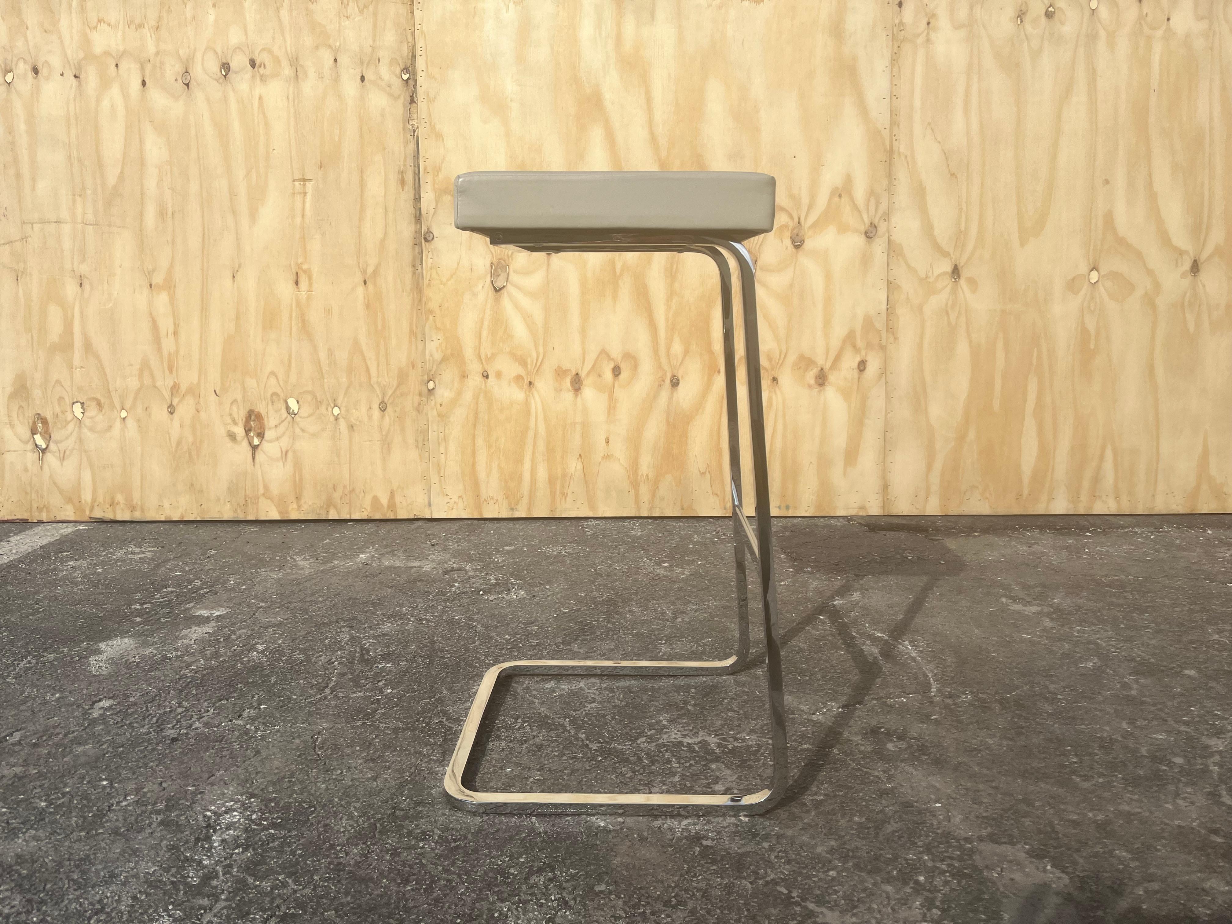 American Four Seasons Bar Stool by Mies Van Der Rohe for Knoll in Leather and Chrome For Sale