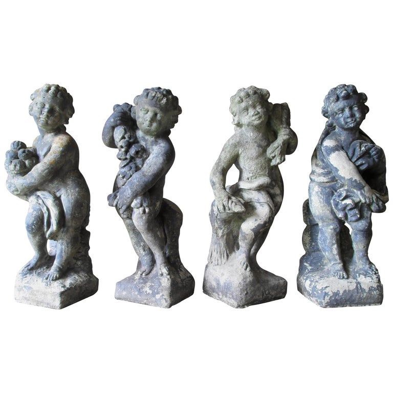 Four Seasons Cherubs Cast Stone For Sale at 1stDibs