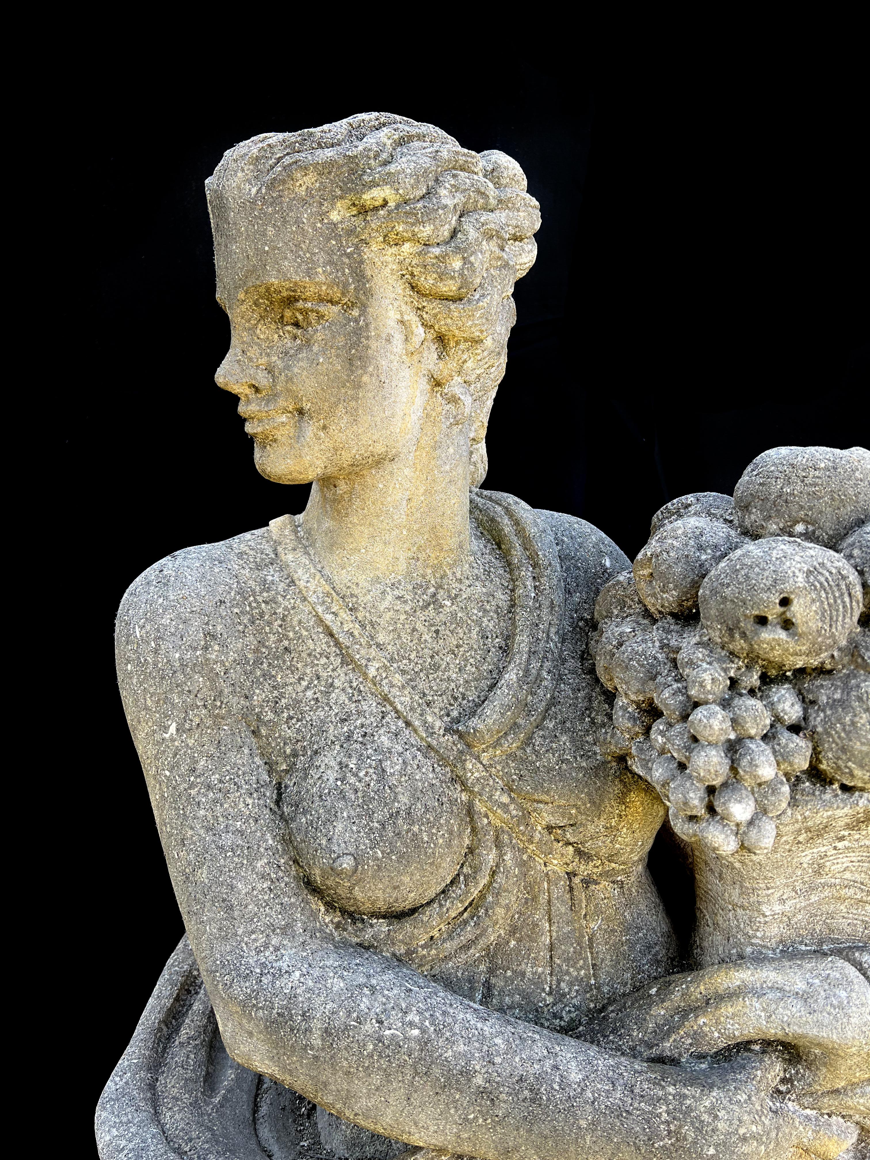 Four Seasons Garden Sculptures in Vicenza Stone, Late 20th Century 4