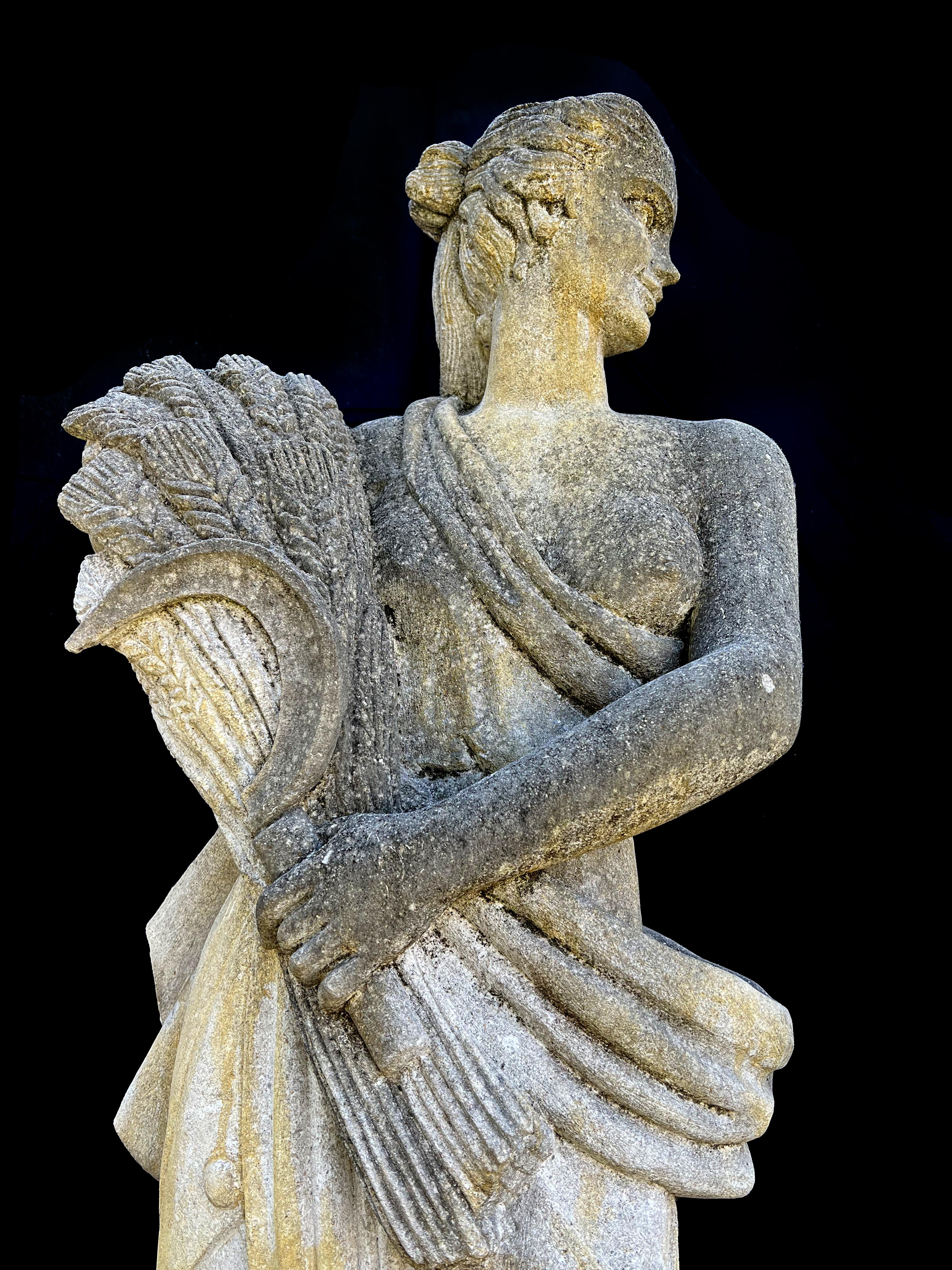 Four Seasons Garden Sculptures in Vicenza Stone, Late 20th Century 5