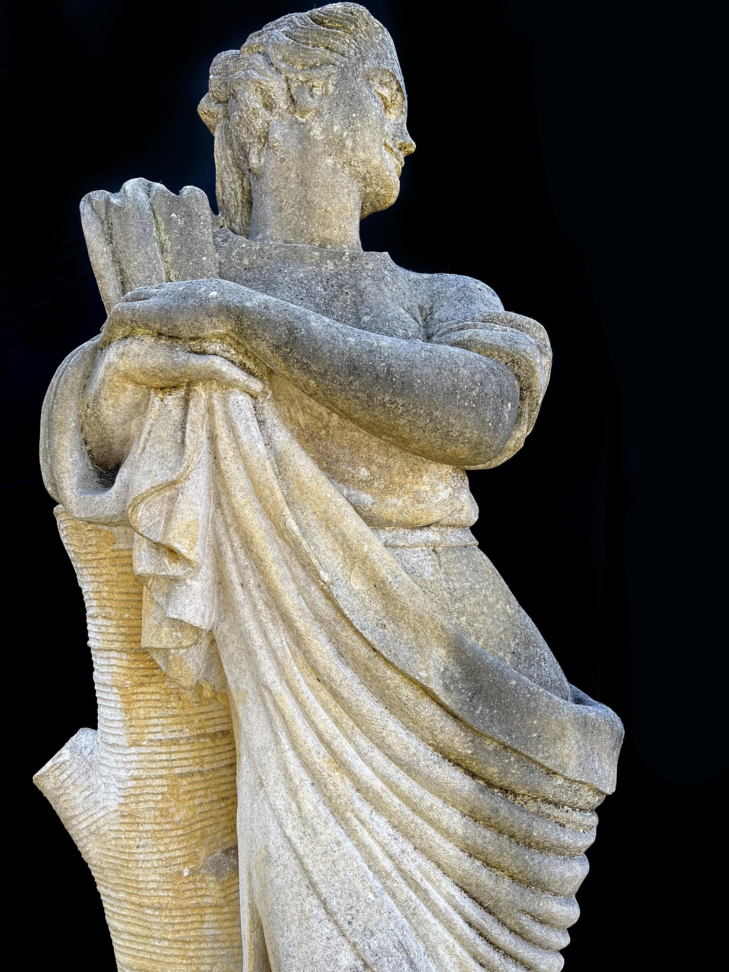 Carved Four Seasons Garden Sculptures in Vicenza Stone, Late 20th Century