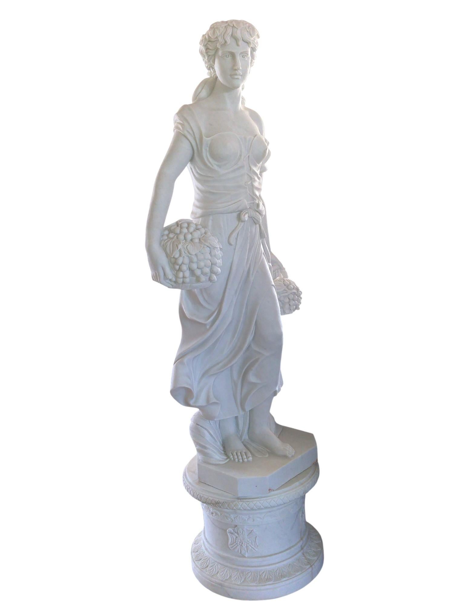 Four Seasons Italian Carrara Marble Statues In Good Condition For Sale In Cranbrook, Kent
