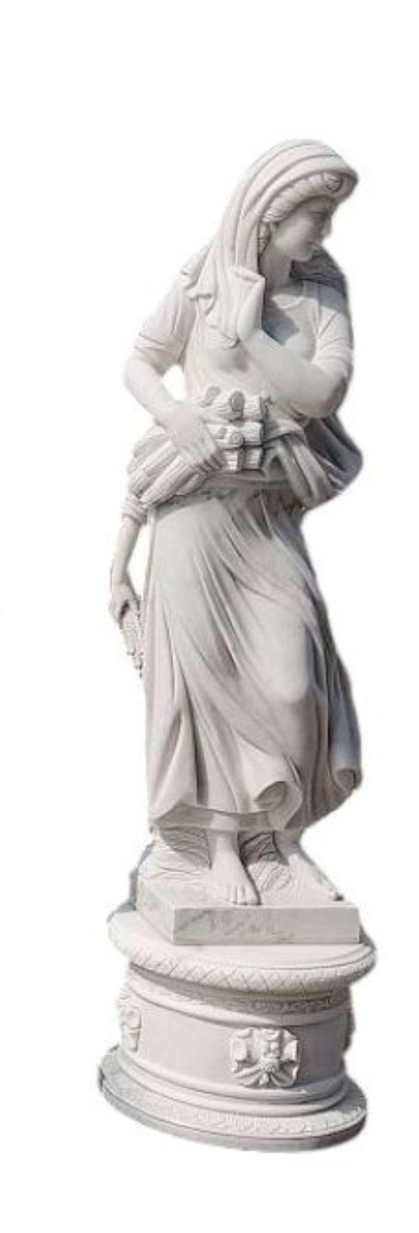 Four Seasons Italian Carrara Marble Statues For Sale 1