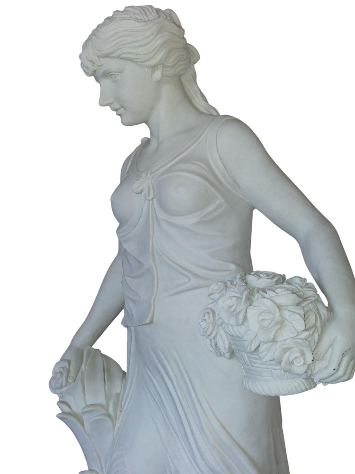 Four Seasons Italian Carrara Marble Statues For Sale 4