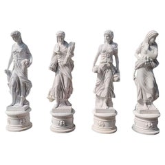 Vintage Four Seasons Italian Carrara Marble Statues