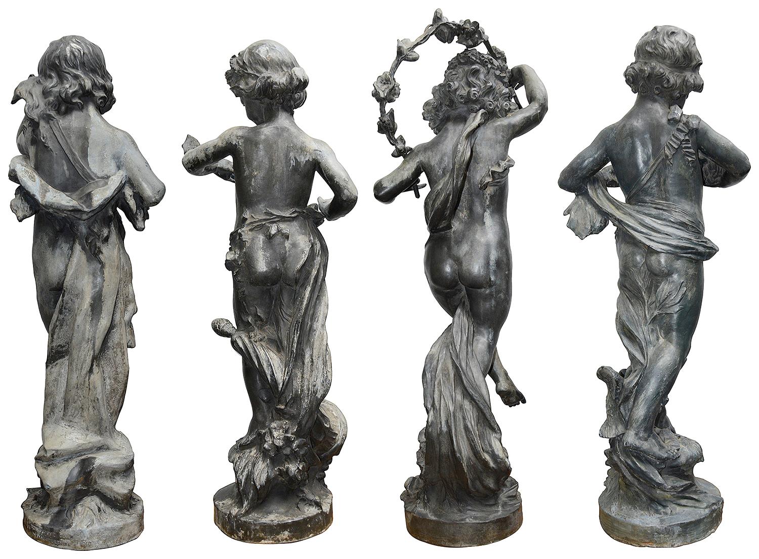 Four Seasons Lead Garden Statues by Bromsgrove, circa 1910 3