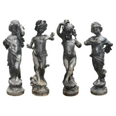 Used Four Seasons Lead Garden Statues by Bromsgrove, circa 1910