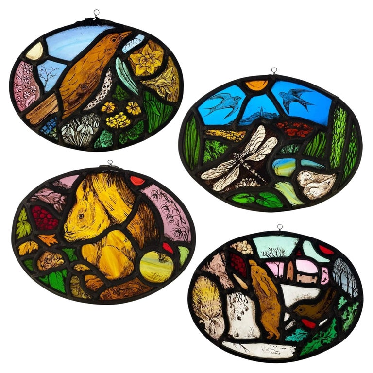 Four Seasons Suncatchers, Four Seasons Hand Painted Glass, Mandala  Suncatcher, Glass Art, Four Seasons Glass Painting 
