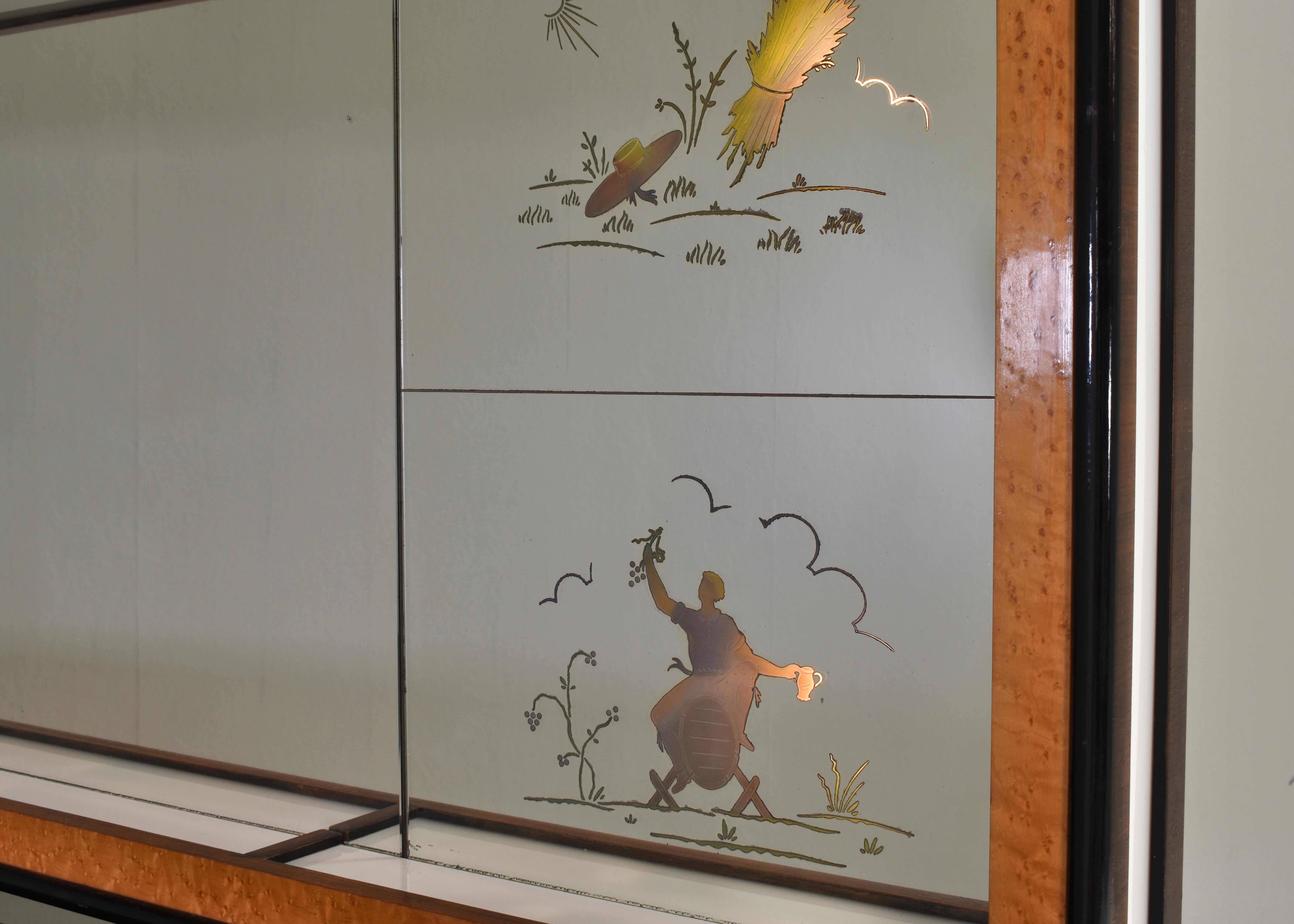 'Four Seasons' sideboard with illuminated mirror in the style of Borsani - 1930s For Sale 4