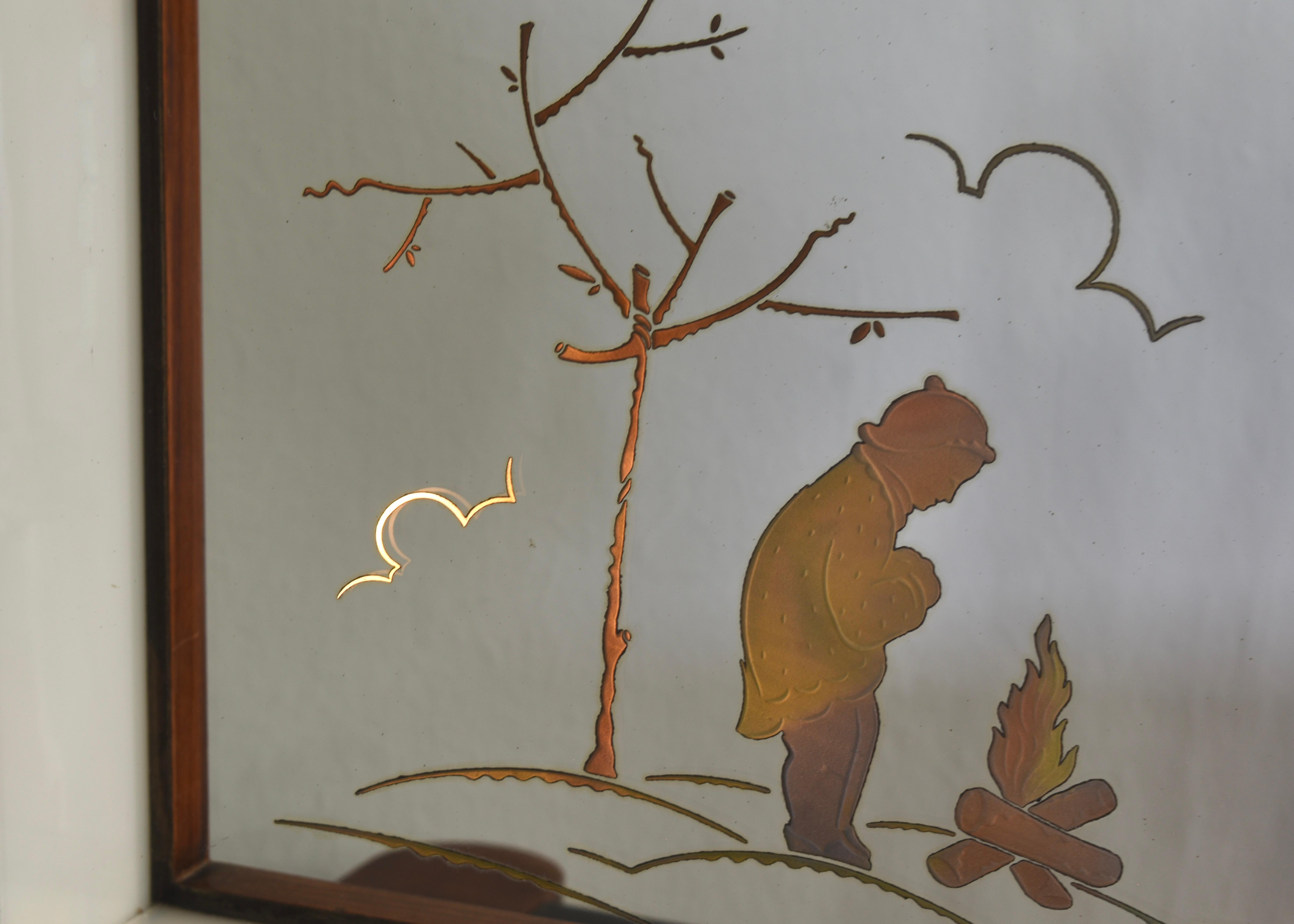 'Four Seasons' sideboard with illuminated mirror in the style of Borsani - 1930s For Sale 5