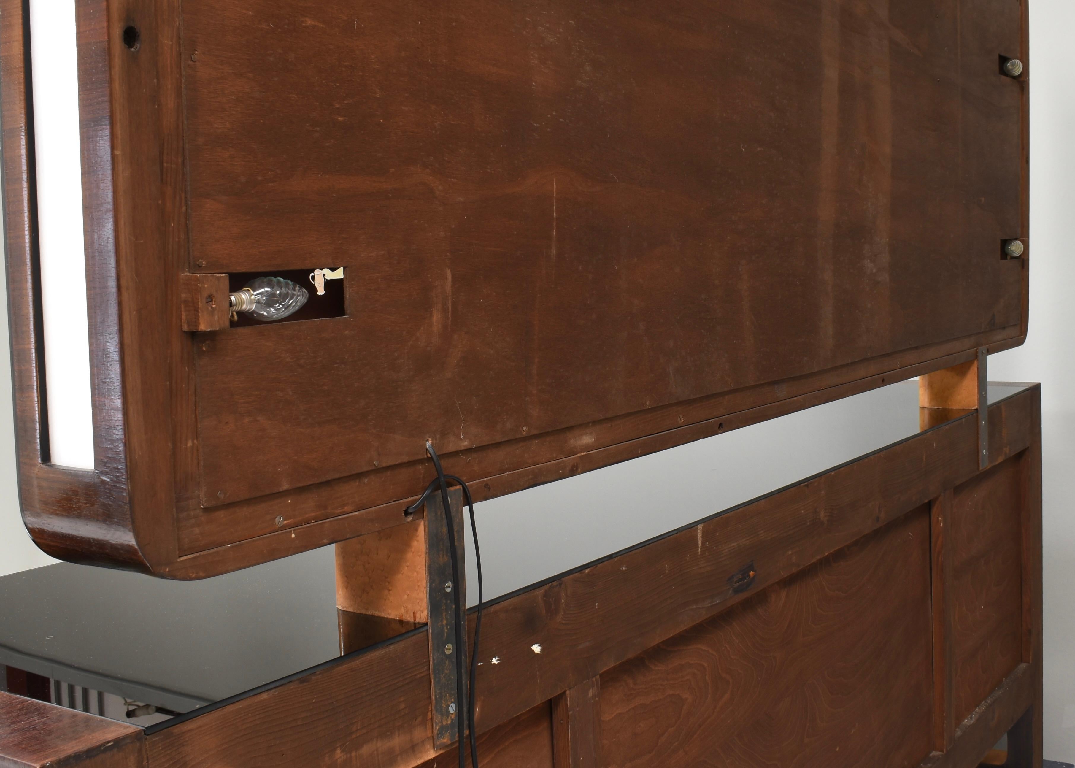 'Four Seasons' sideboard with illuminated mirror in the style of Borsani - 1930s For Sale 6