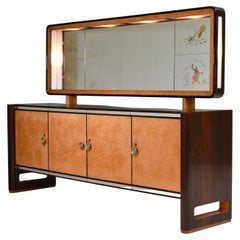'Four Seasons' sideboard with illuminated mirror in the style of Borsani - 1930s