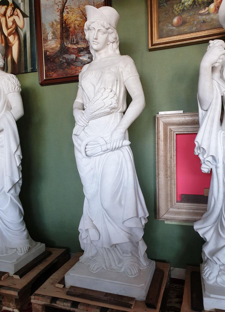 Four Seasons, White Marble Statues Suite 2.5 Meter High Set of Four For Sale 6