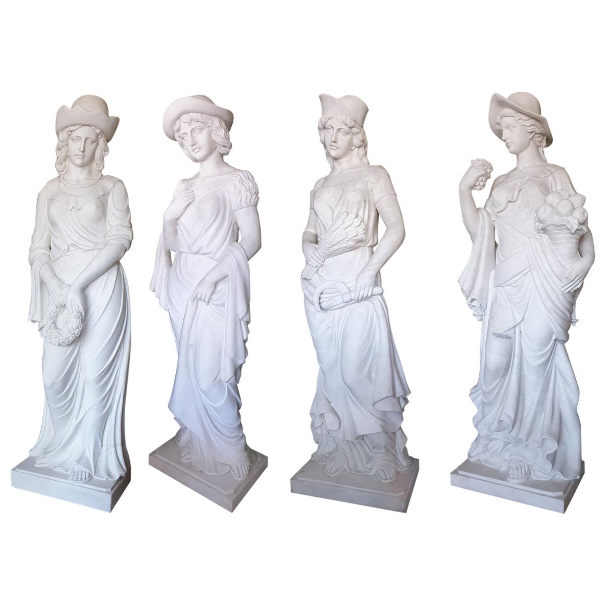 Four Seasons, White Marble Statues Suite 2.5 Meter High Set of Four For Sale