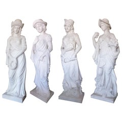 Four Seasons, White Marble Statues Suite 2.5 Meter High Set of Four