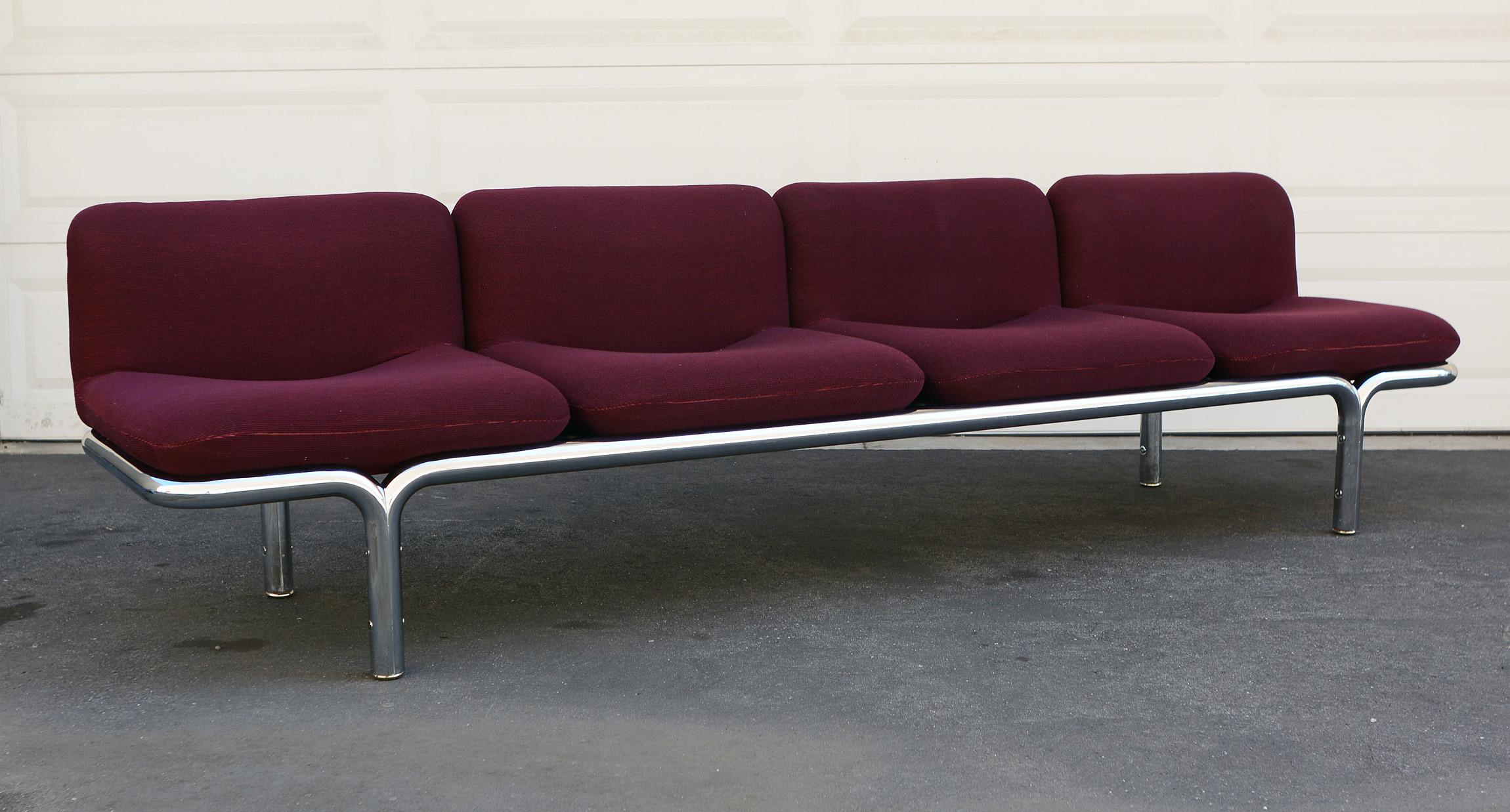 Modern Four-Seat Chrome Tubular Sofa by Brian Kane for Metropolitan