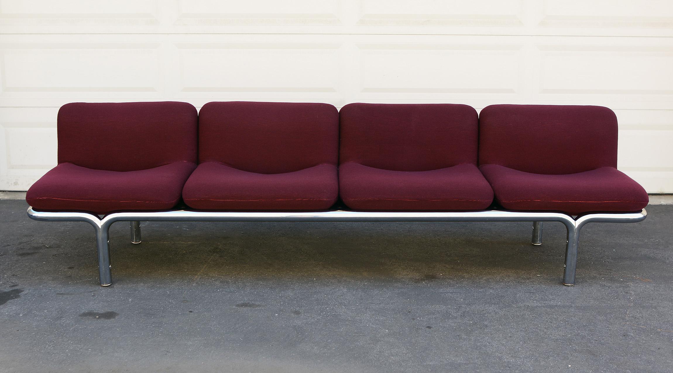 American Four-Seat Chrome Tubular Sofa by Brian Kane for Metropolitan