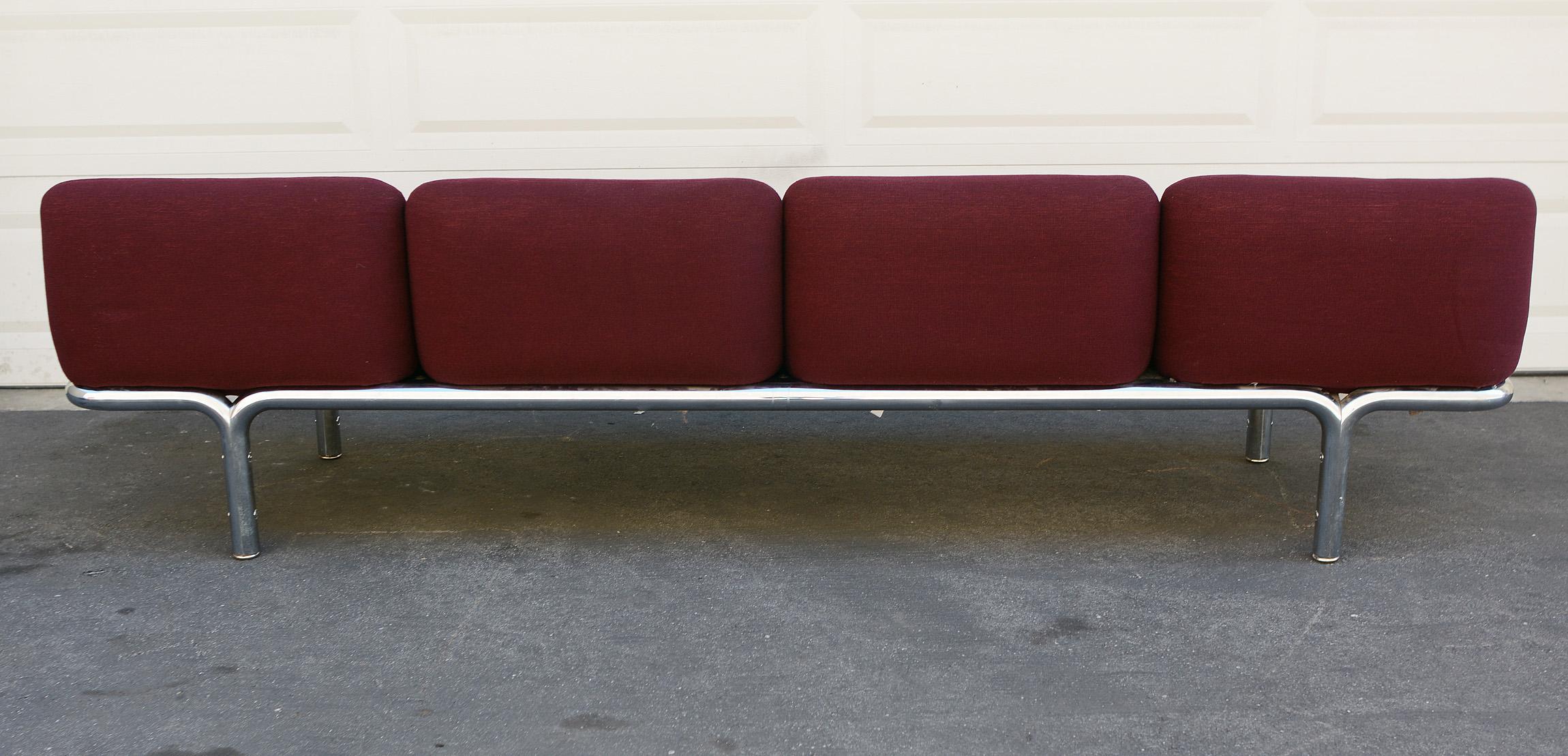 Four-Seat Chrome Tubular Sofa by Brian Kane for Metropolitan In Good Condition In San Mateo, CA