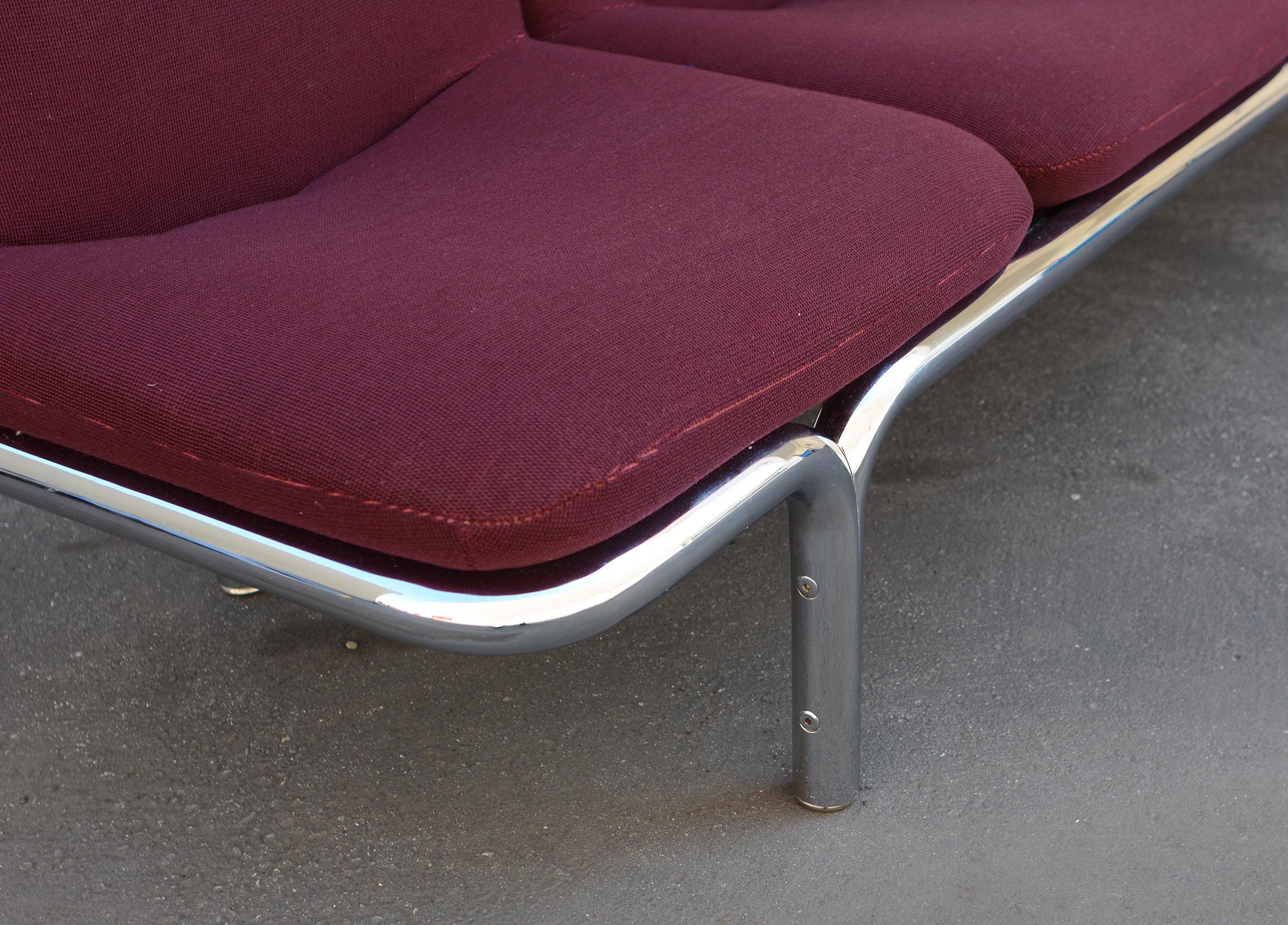 Upholstery Four-Seat Chrome Tubular Sofa by Brian Kane for Metropolitan