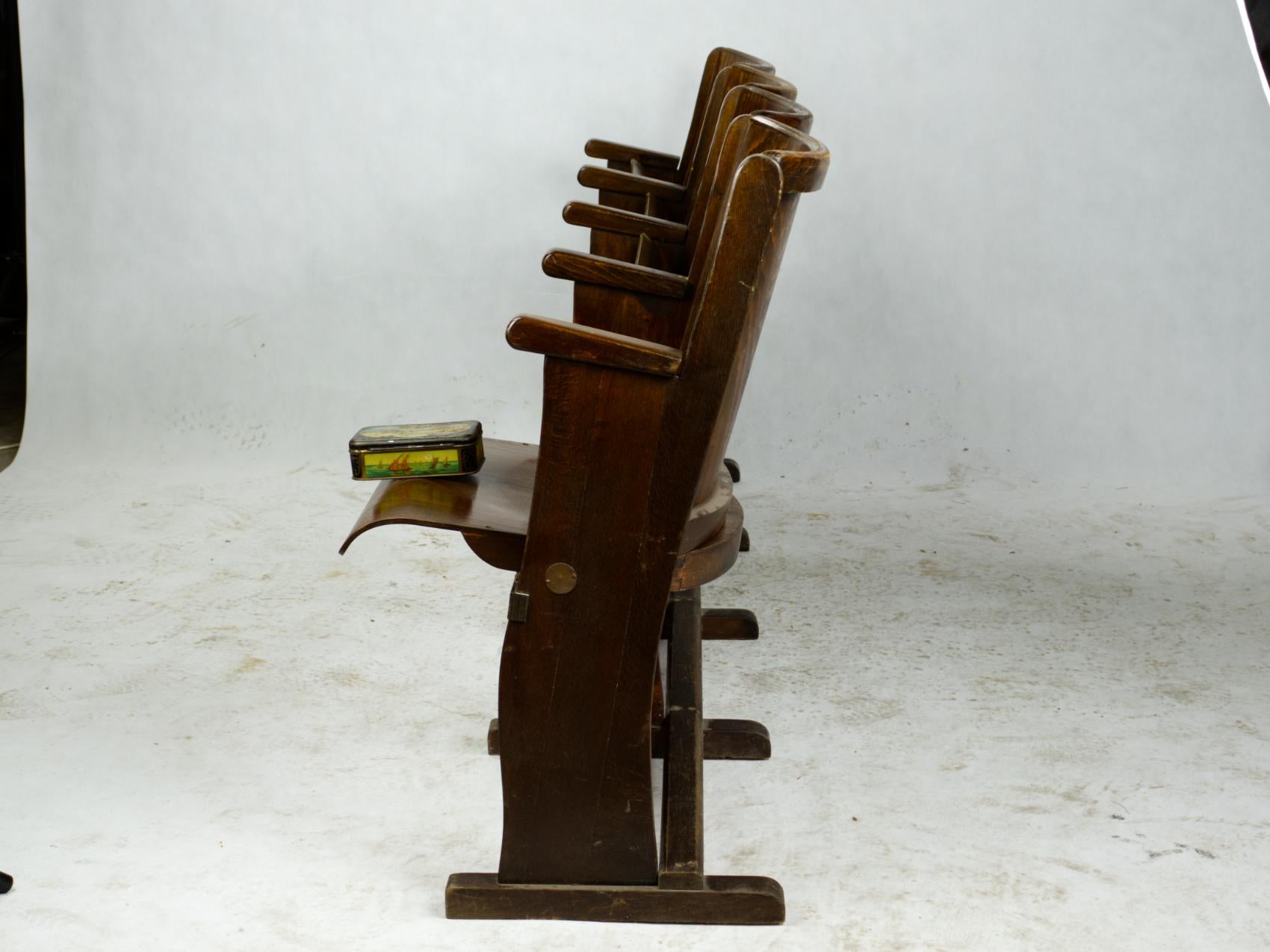Mid-Century Modern Four-Seat Cinema Bench by TON, Czechoslovakia, circa 1950 For Sale
