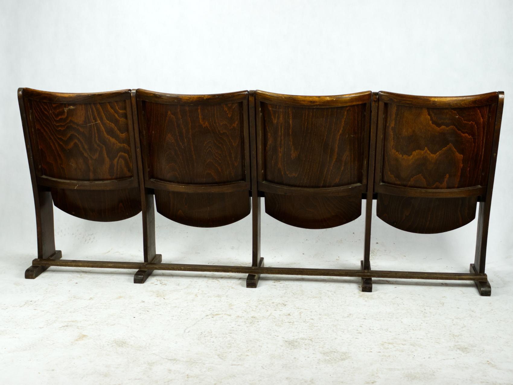 Four-Seat Cinema Bench by TON, Czechoslovakia, circa 1950 In Good Condition For Sale In Lucenec, SK