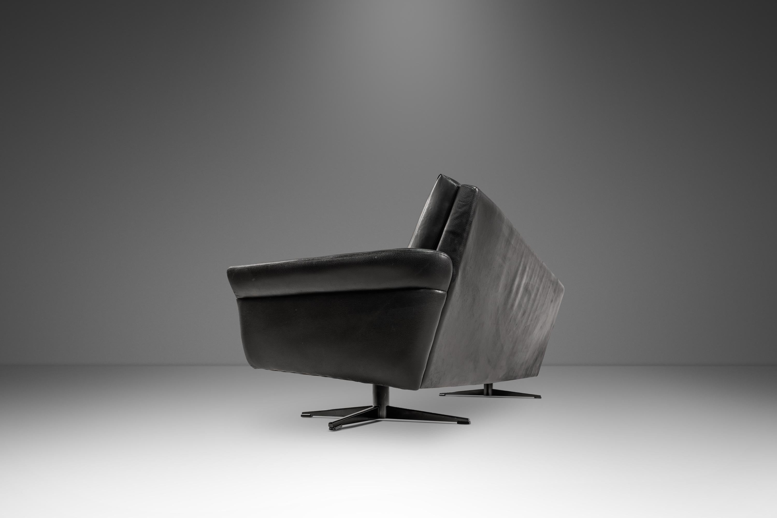 Fabric Four-Seat Sofa in Vinyl Attributed to H.W. Klein for Bramin, Denmark, c. 1960s For Sale