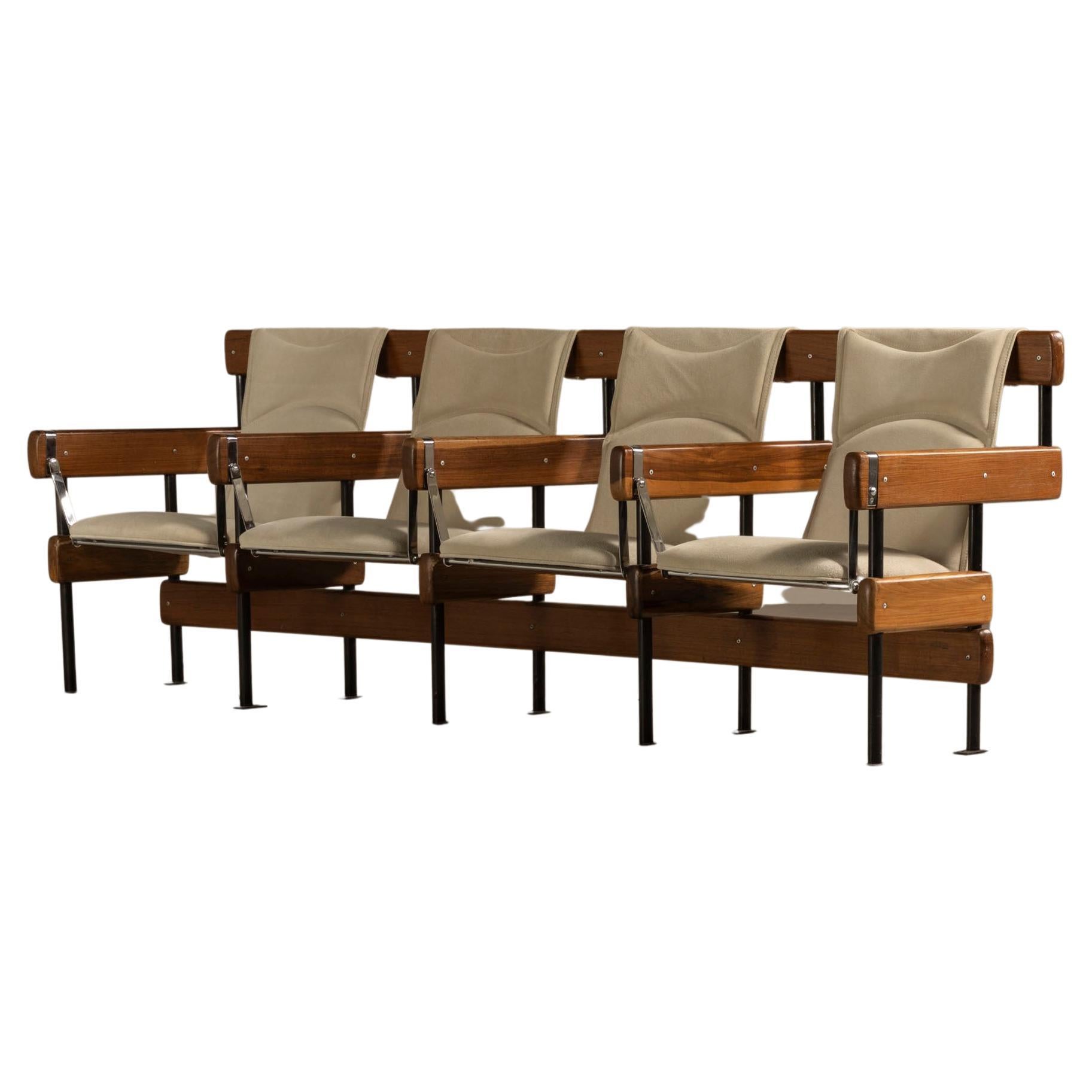 Four Seats "Longarina", by Sergio Rodrigues, 1965, Brazilian Mid-Century Modern