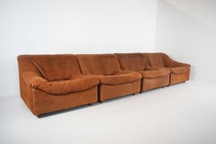 Four Seats Modular Sofa by De Sede DS46 in Cognac Buffalo Leather